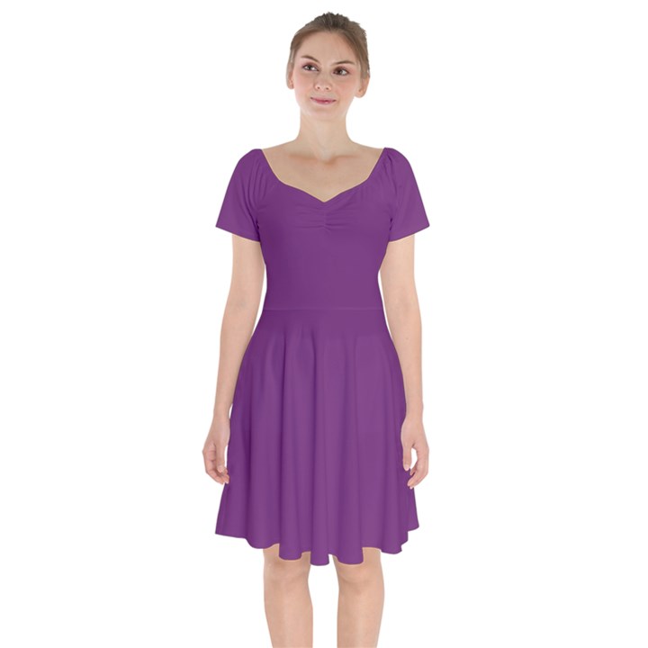 Midnight Purple	 - 	Short Sleeve Bardot Dress