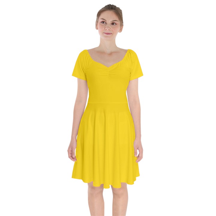 Rubber Duck Yellow	 - 	Short Sleeve Bardot Dress