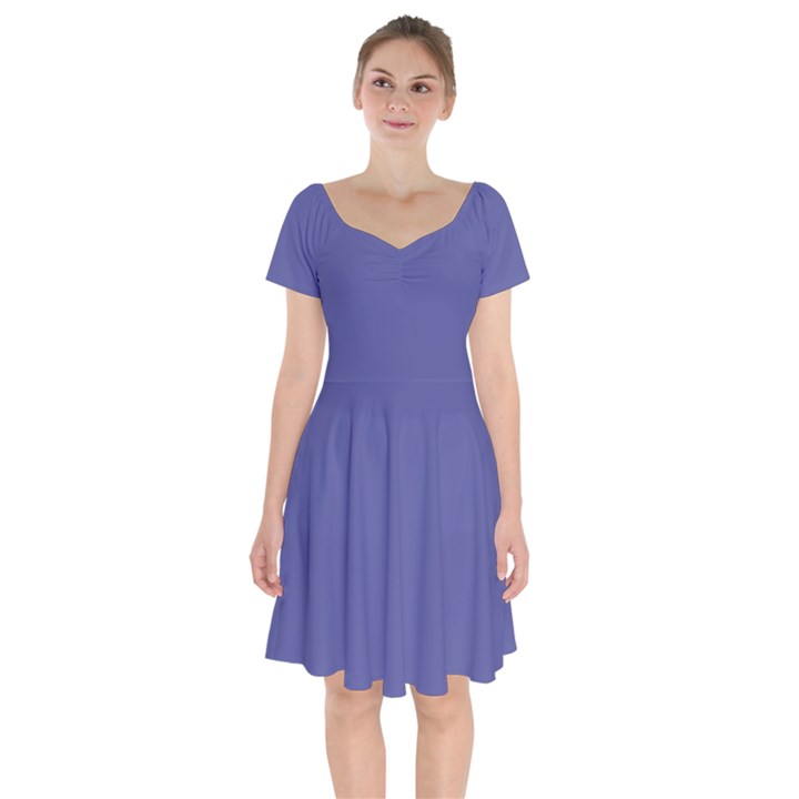 Blue Iris	 - 	Short Sleeve Bardot Dress