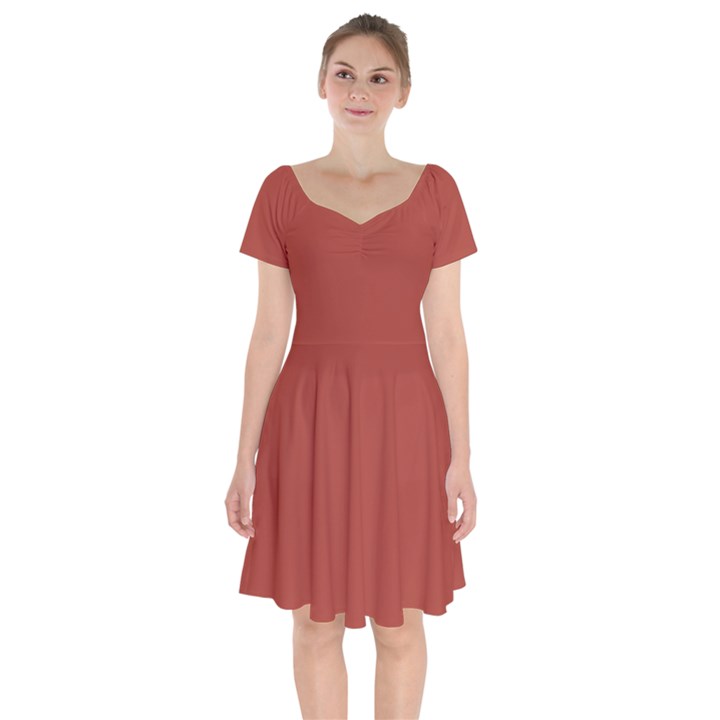 Medium Carmine	 - 	Short Sleeve Bardot Dress