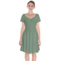 Dark Sage Green	 - 	Short Sleeve Bardot Dress View1