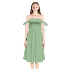 Dark Sea Green	 - 	shoulder Tie Bardot Midi Dress by ColorfulDresses