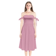 Cashmere Rose Pink	 - 	shoulder Tie Bardot Midi Dress by ColorfulDresses