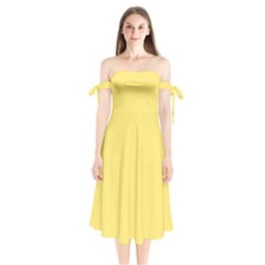 Blonde Yellow	 - 	shoulder Tie Bardot Midi Dress by ColorfulDresses