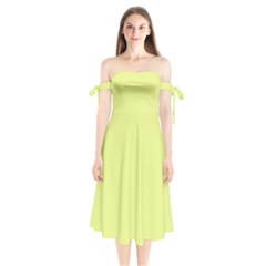 Key Lime Yellow	 - 	shoulder Tie Bardot Midi Dress by ColorfulDresses