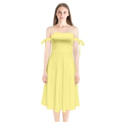 Daffodil Yellow	 - 	shoulder Tie Bardot Midi Dress by ColorfulDresses