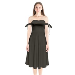 Black Choclat	 - 	shoulder Tie Bardot Midi Dress by ColorfulDresses