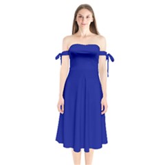 Phalo Blue	 - 	shoulder Tie Bardot Midi Dress by ColorfulDresses