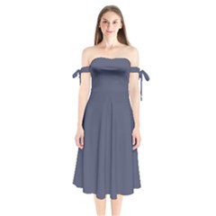 Independance Blue	 - 	shoulder Tie Bardot Midi Dress by ColorfulDresses