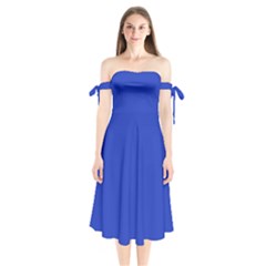 Persian Blue	 - 	shoulder Tie Bardot Midi Dress by ColorfulDresses