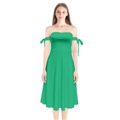 Jade Green	 - 	shoulder Tie Bardot Midi Dress by ColorfulDresses