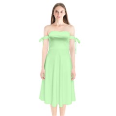 Light Jade	 - 	shoulder Tie Bardot Midi Dress by ColorfulDresses