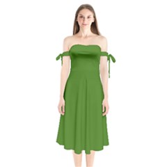 Light Seaweed Green	 - 	shoulder Tie Bardot Midi Dress by ColorfulDresses