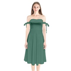 Medium Sea Green	 - 	shoulder Tie Bardot Midi Dress by ColorfulDresses