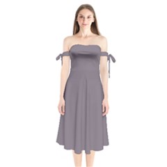 Dove Grey	 - 	shoulder Tie Bardot Midi Dress by ColorfulDresses