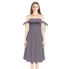 Fog Grey	 - 	shoulder Tie Bardot Midi Dress by ColorfulDresses