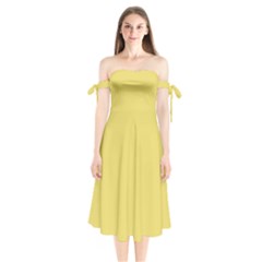 Hansa Yellow	 - 	shoulder Tie Bardot Midi Dress by ColorfulDresses