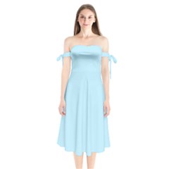 Robin Egg Blue	 - 	shoulder Tie Bardot Midi Dress by ColorfulDresses