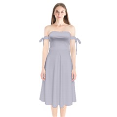 Misty Lilac Purple	 - 	shoulder Tie Bardot Midi Dress by ColorfulDresses