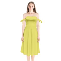 Meadowlark Yellow	 - 	shoulder Tie Bardot Midi Dress by ColorfulDresses