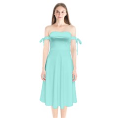 Soft Turquoise	 - 	shoulder Tie Bardot Midi Dress by ColorfulDresses