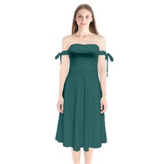 Warm Blackish Green	 - 	shoulder Tie Bardot Midi Dress by ColorfulDresses