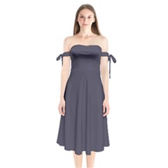 Slate Grey	 - 	shoulder Tie Bardot Midi Dress by ColorfulDresses