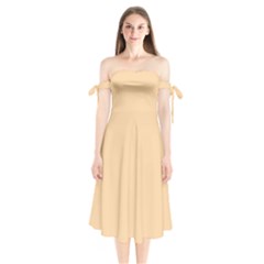 Light Tuscan Orange	 - 	shoulder Tie Bardot Midi Dress by ColorfulDresses