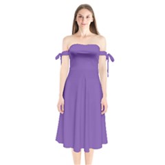 Royal Purple	 - 	shoulder Tie Bardot Midi Dress by ColorfulDresses