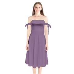 Viola Purple	 - 	shoulder Tie Bardot Midi Dress by ColorfulDresses