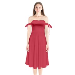 True Red	 - 	shoulder Tie Bardot Midi Dress by ColorfulDresses