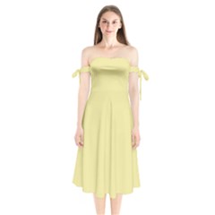 Yellow Iris	 - 	shoulder Tie Bardot Midi Dress by ColorfulDresses