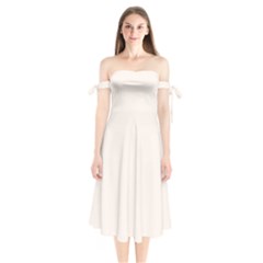 Sea Shell	 - 	shoulder Tie Bardot Midi Dress by ColorfulDresses