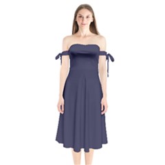 Astral Aura	 - 	shoulder Tie Bardot Midi Dress by ColorfulDresses