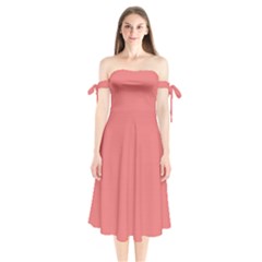 Light Coral	 - 	shoulder Tie Bardot Midi Dress by ColorfulDresses