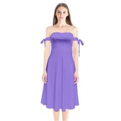 Medium Purple	 - 	shoulder Tie Bardot Midi Dress by ColorfulDresses