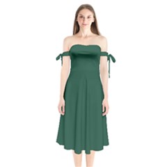 Brunswick Green	 - 	shoulder Tie Bardot Midi Dress by ColorfulDresses