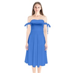 Celtic Blue	 - 	shoulder Tie Bardot Midi Dress by ColorfulDresses