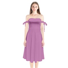 Pearly Purple	 - 	shoulder Tie Bardot Midi Dress by ColorfulDresses