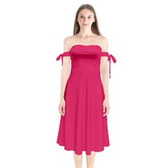 Spanish Carmine	 - 	shoulder Tie Bardot Midi Dress by ColorfulDresses