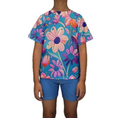 Vintage Flowers Kids  Short Sleeve Swimwear by HWDesign