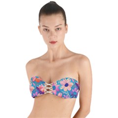 Vintage Flowers Twist Bandeau Bikini Top by HWDesign