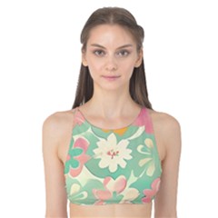 Pastel Flowers Tank Bikini Top by HWDesign