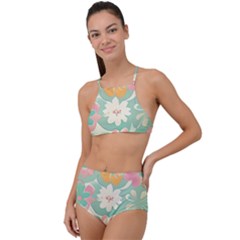 Pastel Flowers High Waist Tankini Set by HWDesign