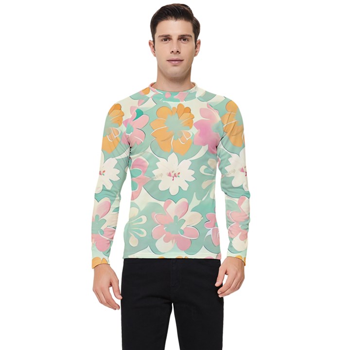 Pastel Flowers Men s Long Sleeve Rash Guard