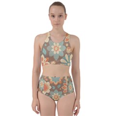 Retro Pastel Flowers Racer Back Bikini Set by HWDesign