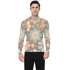 Retro Pastel Flowers Men s Long Sleeve Rash Guard by HWDesign