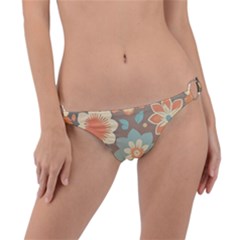 Retro Pastel Flowers Ring Detail Bikini Bottoms by HWDesign