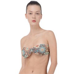 Retro Pastel Flowers Classic Bandeau Bikini Top  by HWDesign