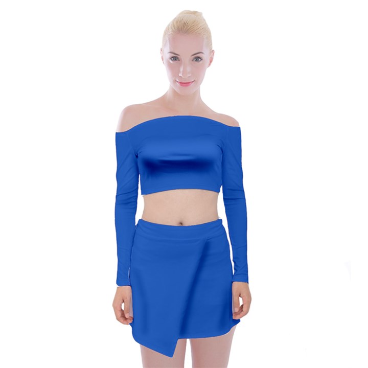 Absolute Zero Blue	 - 	Off Shoulder Top with Mini Skirt Set